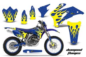 Yamaha WR250F Dirt Bike Graphic Kit - 2007-2014 Diamond Flames Yellow