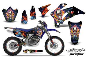 Yamaha WR250F Dirt Bike Graphic Kit - 2007-2014 Ed Hardy - Pirates Blue