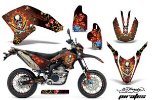 Yamaha WR250 R/X Dirt Bike Graphic Kit - 2007-2016 Ed Hardy - Pirates Red
