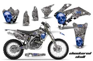 Yamaha WR450F Dirt Bike Graphic Kit - 2007-2011 Checkered Skull Silver
