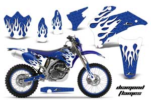 Yamaha WR450F Dirt Bike Graphic Kit - 2007-2011 Diamond Flames Blue