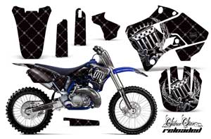 Yamaha YZ250 2 Stroke Dirt Bike Graphic Kit - 1996-2001 Silver Star - Reloaded Black