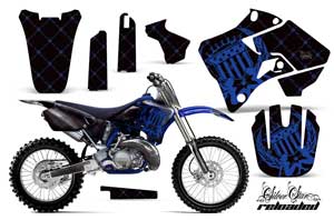 Yamaha YZ250 2 Stroke Dirt Bike Graphic Kit - 1996-2001 Silver Star - Reloaded Blue