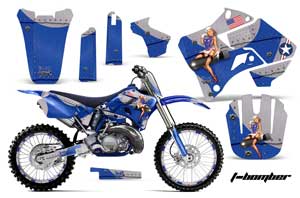Yamaha YZ250 2 Stroke Dirt Bike Graphic Kit - 1996-2001 T Bomber Blue