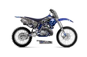 Yamaha YZ125 2 Stroke Dirt Bike Graphic Kit - 1996-2001 Checkered Skull Blue