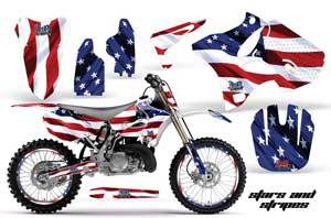 Yamaha YZ250 2 Stroke Dirt Bike Graphic Kit - 2002-2014 Stars and Stripes Red White & Blue