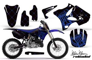 Yamaha YZ250 2 Stroke Dirt Bike Graphic Kit - 2002-2014 Silver Star - Reloaded Blue