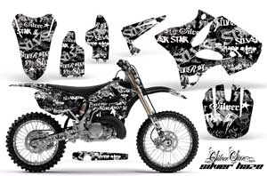 Yamaha YZ250 2 Stroke Dirt Bike Graphic Kit - 2002-2014 Silver Star - Silverhaze White