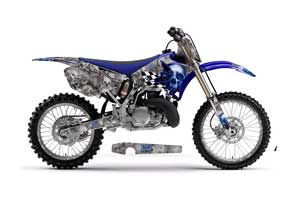 Yamaha YZ125 2 Stroke Dirt Bike Graphic Kit - 2002-2014 Checkered Skull Blue