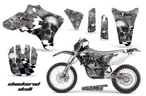 Yamaha YZ250 F Dirt Bike Graphic Kit - 2003-2005 Checkered Skull Black