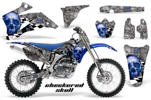 Yamaha YZ250F / YZ450F Dirt Bike Graphic Kit - 2006-2009 Checkered Skull Blue