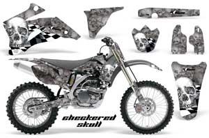 Yamaha YZ250F / YZ450F Dirt Bike Graphic Kit - 2006-2009 Checkered Skull Chrome