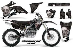 Yamaha YZ250F / YZ450F Dirt Bike Graphic Kit - 2006-2009 Checkered Skull Silver