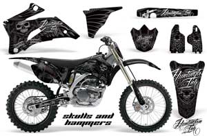 Yamaha YZ250F / YZ450F Dirt Bike Graphic Kit - 2006-2009 Skulls and Hammers Black