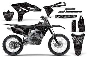 Yamaha YZ250 F 4 Stroke Dirt Bike Graphic Kit - 2010-2013 Skulls and Hammers Black