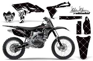 Yamaha YZ250 F 4 Stroke Dirt Bike Graphic Kit - 2010-2013 Silver Star - Reloaded Black