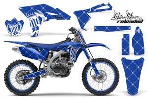 Yamaha YZ250 F 4 Stroke Dirt Bike Graphic Kit - 2010-2013 Silver Star - Reloaded Blue