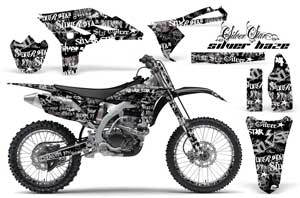 Yamaha YZ250 F 4 Stroke Dirt Bike Graphic Kit - 2010-2013 Silver Star - Silverhaze Black