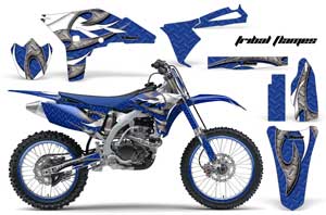 Yamaha YZ250 F 4 Stroke Dirt Bike Graphic Kit - 2010-2013 Tribal Flames Blue