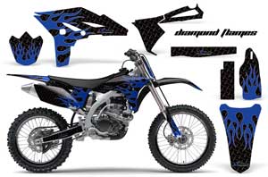 Yamaha YZ250 F 4 Stroke Dirt Bike Graphic Kit - 2010-2013 Diamond Flames Black