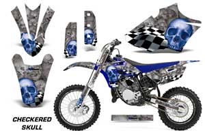 Yamaha YZ85 Dirt Bike Graphic Kit - 2015-2018 Checkered Skull Blue