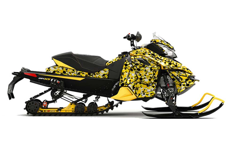 Ski Doo Rev XS Sled Graphic Kit - 2013-2014 Skull Camo Yellow