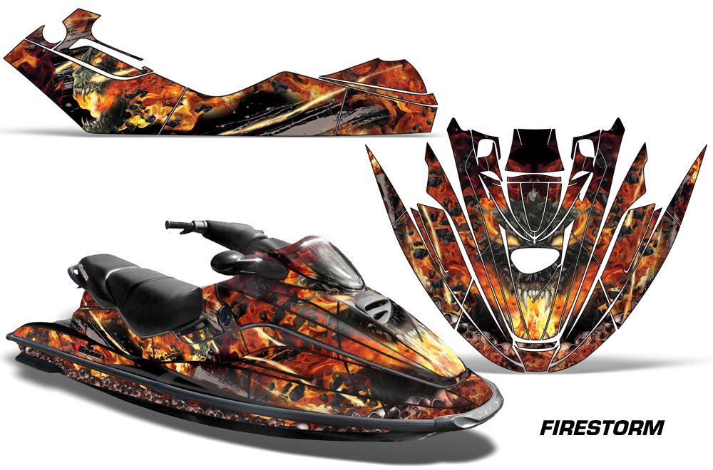 Sea Doo Bombardier GTX Siege Avant Jet Ski Graphic Kit 1996-1999 Firestorm Black