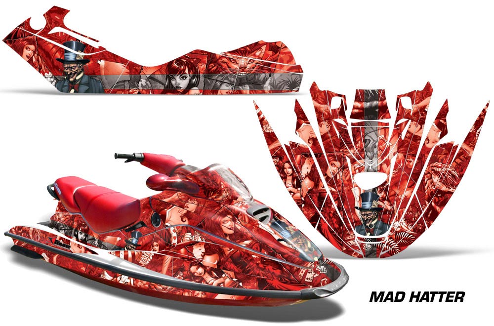 Sea Doo Bombardier GTX Siege Avant Jet Ski Graphic Kit 1996-1999 Mad Hatter Red