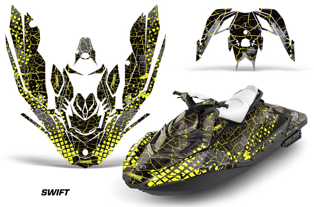 Sea Doo Bombardier Spark (2 UP) Jet Ski Graphic Kit 2014-2016 Swift Yellow