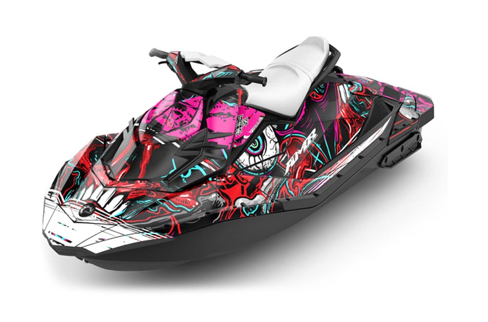 Sea Doo Bombardier Spark (3 UP) Jet Ski Graphic Kit 2015-2018 Frenzy Red