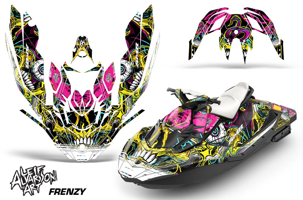 Sea Doo Bombardier Spark (3 UP) Jet Ski Graphic Kit 2015-2018 Frenzy Yellow