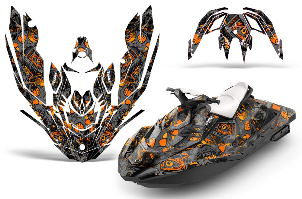 Sea Doo Bombardier Spark (3 UP) Jet Ski Graphic Kit 2015-2018 Tune In Orange