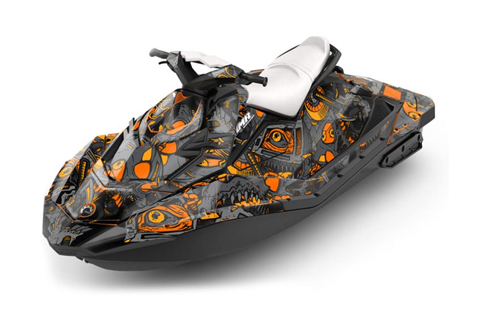 Sea Doo Bombardier Spark (3 UP) Jet Ski Graphic Kit 2015-2018 Tune In Orange