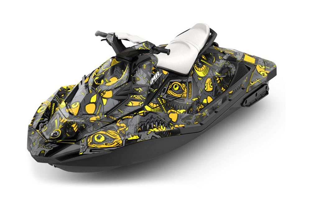 Sea Doo Bombardier Spark (3 UP) Jet Ski Graphic Kit 2015-2018 Tune In Yellow