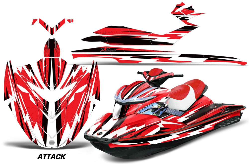 Sea Doo RXP Sitdown Jet Ski Graphic Kit 2004-2011 Attack Red