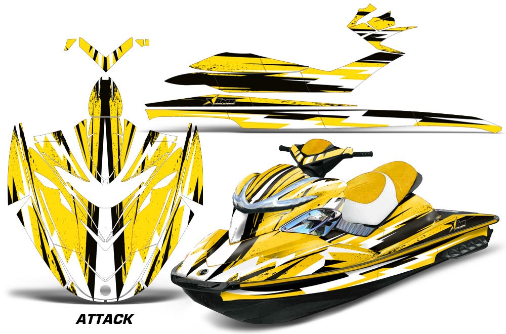 Sea Doo RXP Sitdown Jet Ski Graphic Kit 2004-2011 Attack Yellow