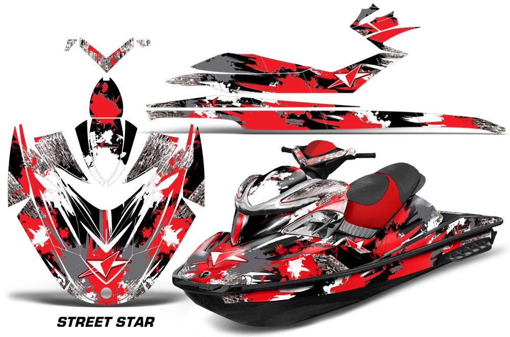 Sea Doo RXP Sitdown Jet Ski Graphic Kit 2004-2011 Street Star Red