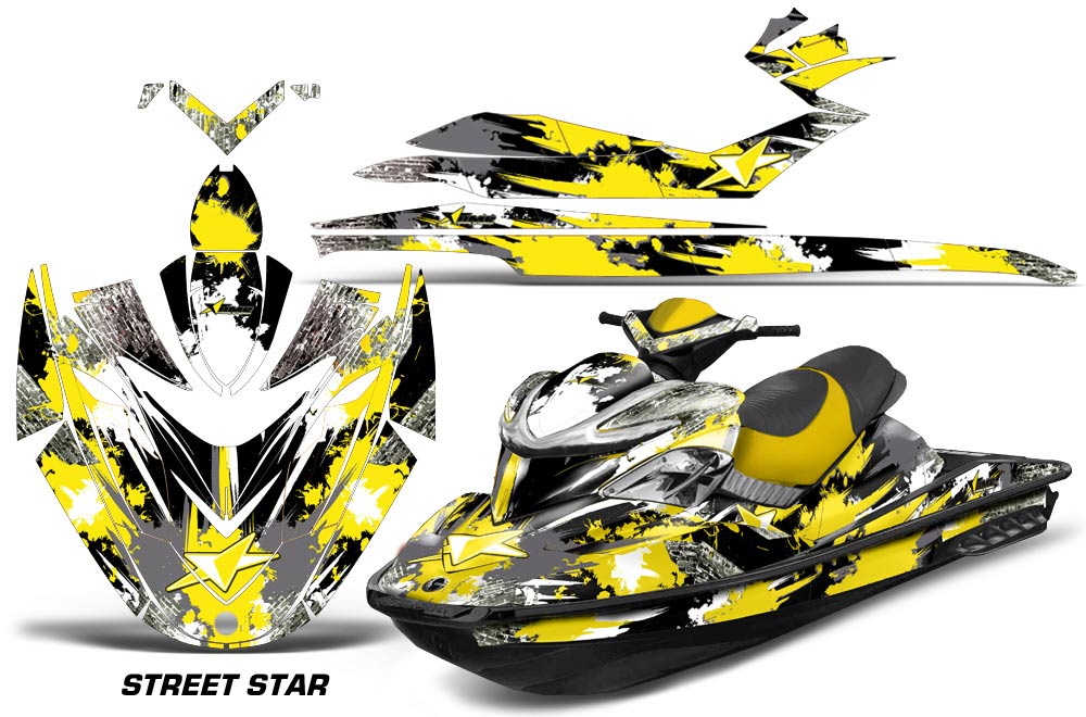 Sea Doo RXP Sitdown Jet Ski Graphic Kit 2004-2011 Street Star Yellow