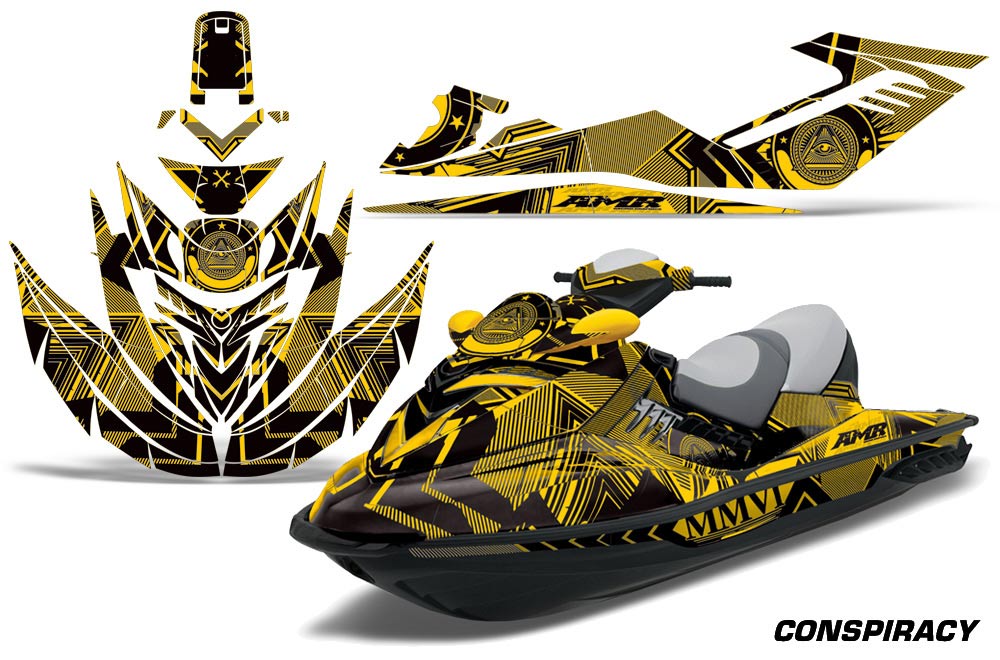 Sea Doo RXT Sitdown Jet Ski Graphic Kit 2005-2009 Conspiracy Yellow
