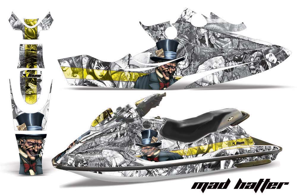 Sea Doo Bombardier GSX Jet Ski Graphic Kit - 1996-1999 Mad Hatter Yellow