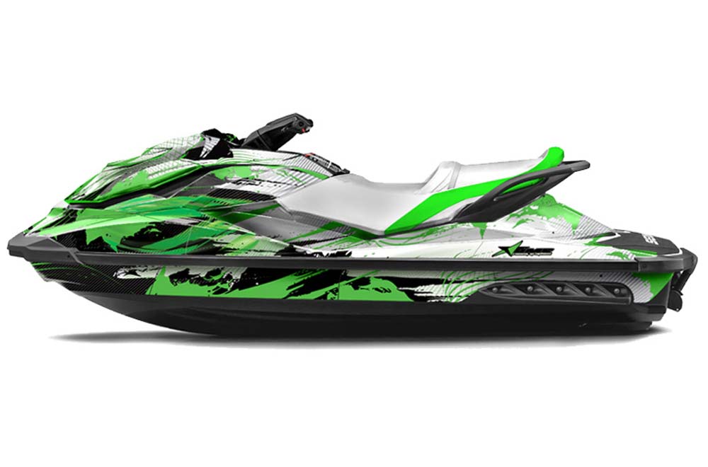 Sea Doo GTI / GTR / GTS Sitdown Jet Ski Graphic Kit - 2011-2018 Carbon X Green