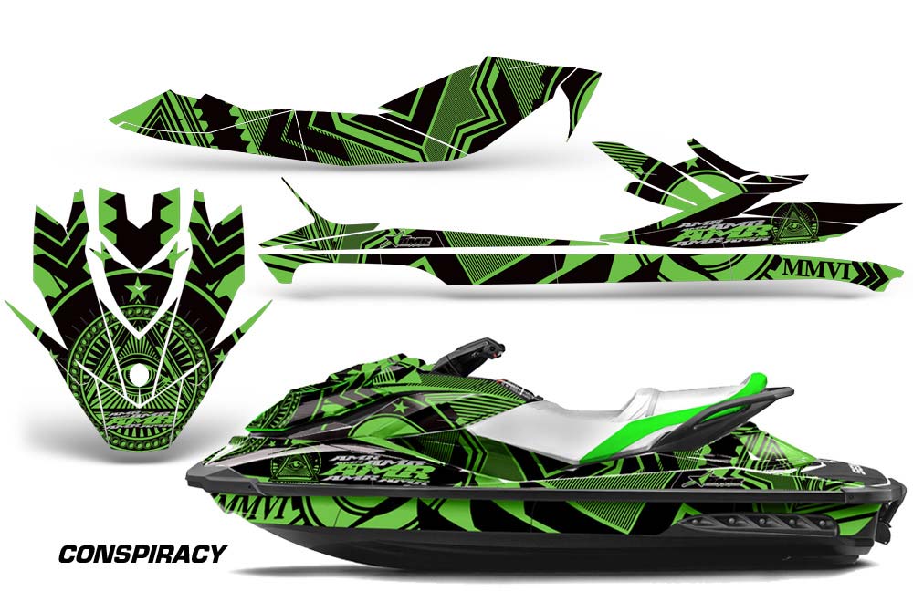 Sea Doo GTI / GTR / GTS Sitdown Jet Ski Graphic Kit - 2011-2018 Conspiracy Green