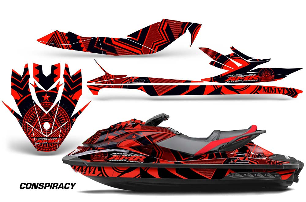 Sea Doo GTI / GTR / GTS Sitdown Jet Ski Graphic Kit - 2011-2018 Conspiracy Red