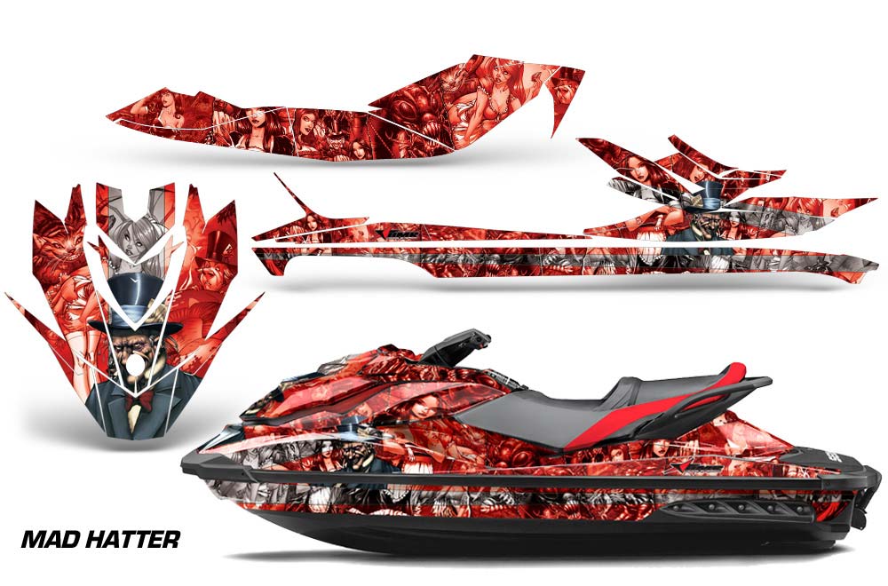 Sea Doo GTI / GTR / GTS Sitdown Jet Ski Graphic Kit - 2011-2018 Mad Hatter Red