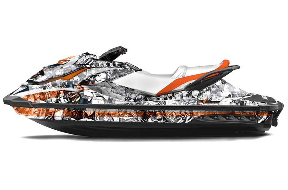 Sea Doo GTI / GTR / GTS Sitdown Jet Ski Graphic Kit - 2011-2018 Mad Hatter White