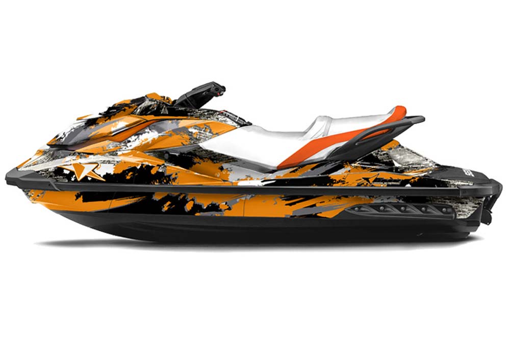 Sea Doo GTI / GTR / GTS Sitdown Jet Ski Graphic Kit - 2011-2018 Street Star Orange