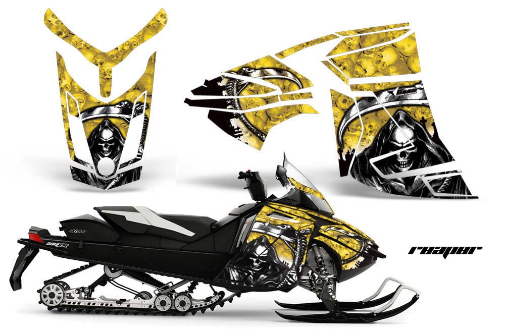 Ski Doo Rev XR Sled Graphic Kit - 2013-2018 Reaper Yellow