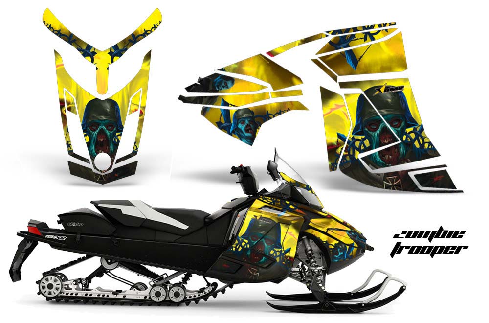 Ski Doo Rev XR Sled Graphic Kit - 2013-2018 Zombie Trooper Yellow