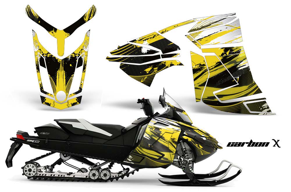 Ski Doo Rev XR Sled Graphic Kit - 2013-2018 Carbon X Yellow