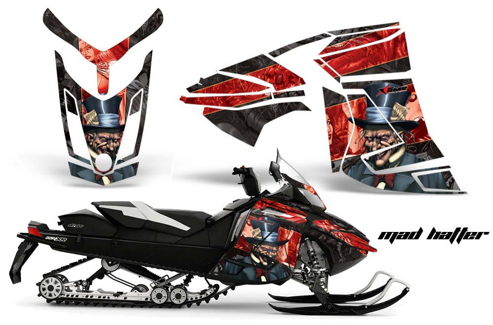 Ski Doo Rev XR Sled Graphic Kit - 2013-2018 Mad Hatter Red